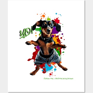 Yo! Cute Dachshund In Shorts 90’s Hip Hop Dance Theme Posters and Art